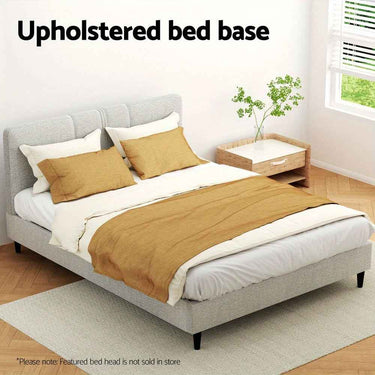 ZORA Double bed Beige Bed Frame - Contemporary Hardwood Design by ARTISS